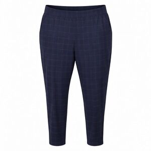 Athleta Brooklyn Textured Ankle Pant Size 26 Navy Windowpane Plaid Plus Size